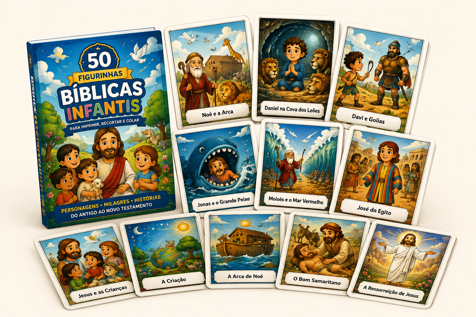 50 Figurinhas Bíblicas para imprimir, recortar e colar