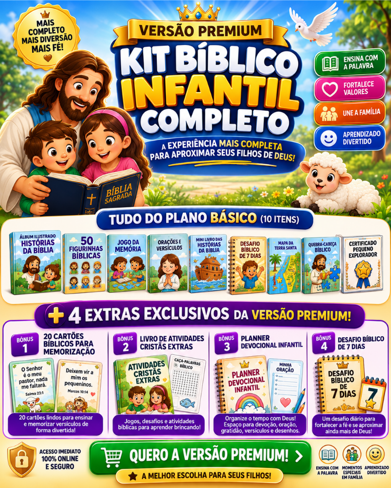 Versão Premium - Kit Bíblico Infantil Completo